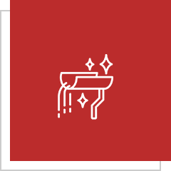 Clean gutter icon with sparkling stars.