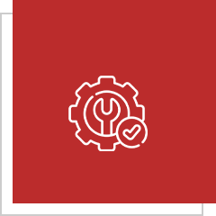 Gear with wrench and checkmark icon.