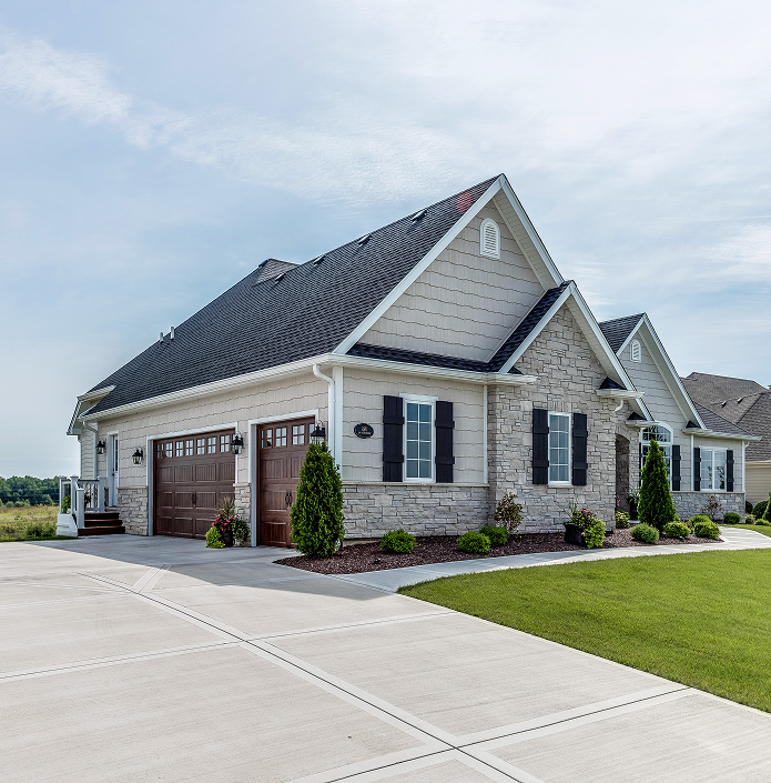 Modern suburban house with attached garage.