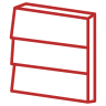 Red outlined shelf on black background.